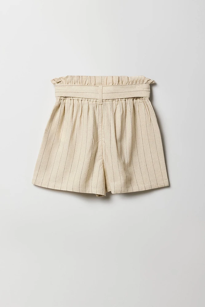 Short en lin à taille froissée pour filles