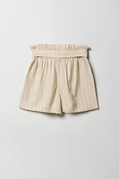 Short en lin à taille froissée pour filles