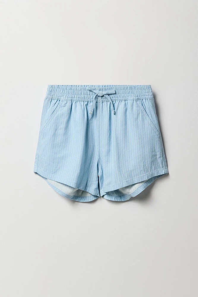 Short en lin à taille coulissante pour fille