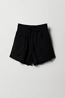 Girls Linen Smocked Waist Short