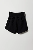 Girls Linen Smocked Waist Short