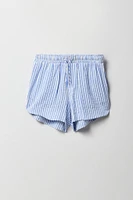 Short texturé rayé à taille coulissante pour fille