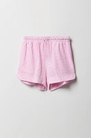 Short texturé rayé à taille coulissante pour fille