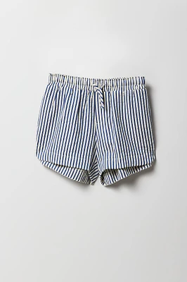 Short texturé rayé à taille coulissante pour fille