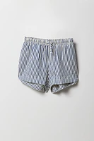 Short texturé rayé à taille coulissante pour fille