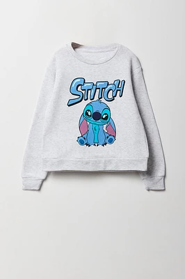 Girls Stitch Bubble Letters Graphic Fleece Sweatshirt