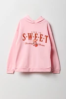 Girls Life Is Sweet Strawberry Shortcake Graphic Fleece Hoodie