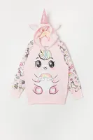 Girls Rainbow Unicorn Character Hoodie