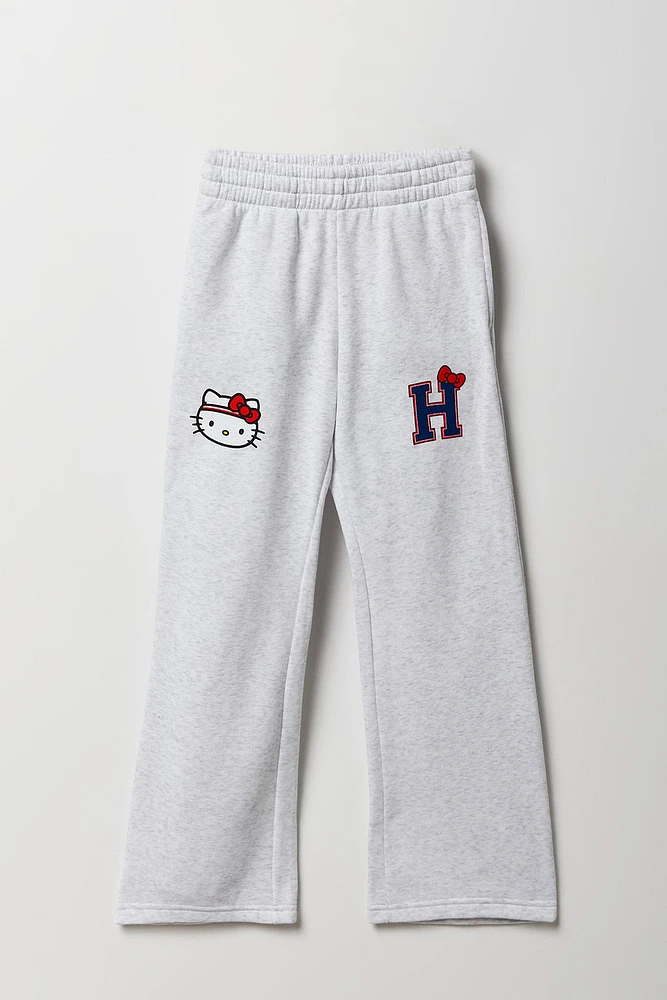 Pantalon d'entraînement à jambe large en molleton avec imprimé Hello Kitty pour fille