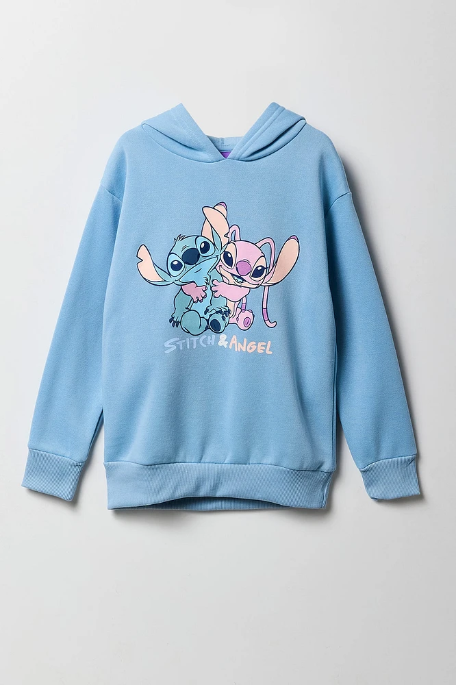 Haut à capuchon en molleton imprimé Stitch & Angel pour fille