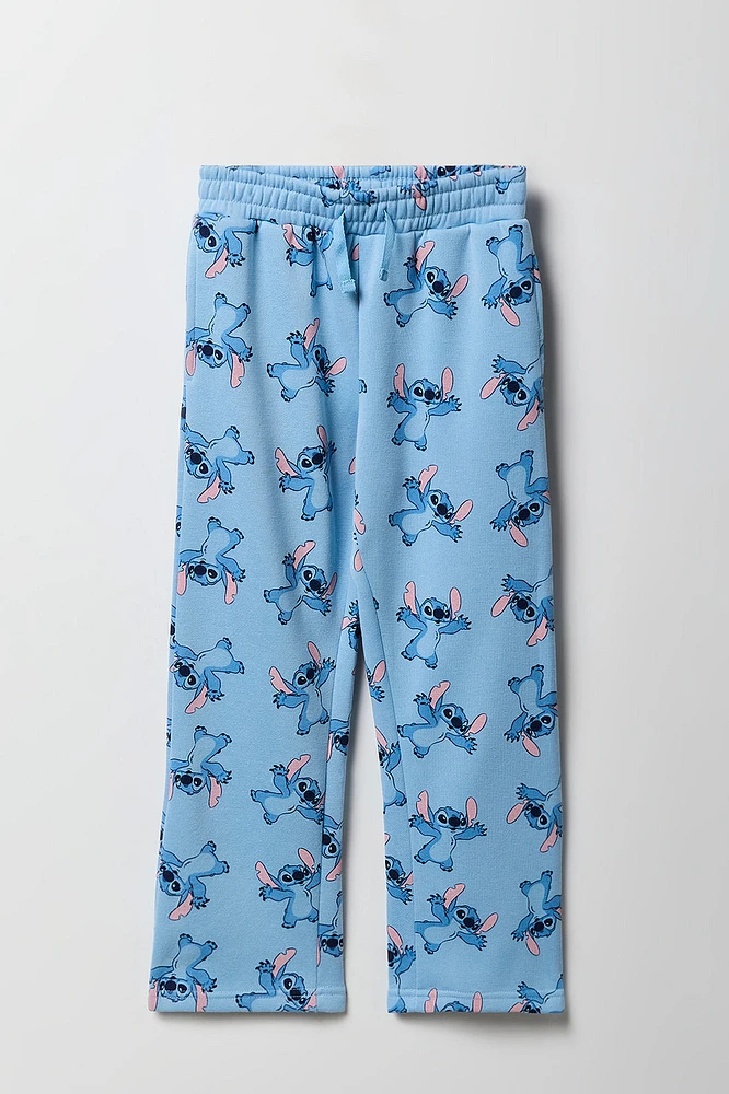 Pantalon d'entraînement en molleton bleu à imprimé Stitch pour fille