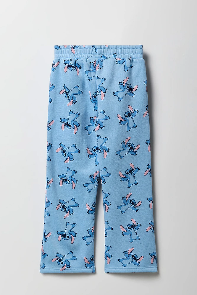 Pantalon d'entraînement en molleton bleu à imprimé Stitch pour fille