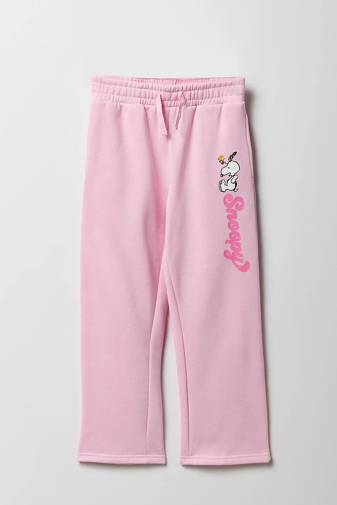 Pantalon d'entraînement en molleton rose à imprimé Snoopy pour fille