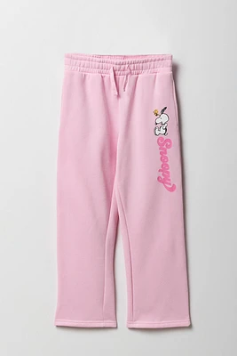 Girls Pink Snoopy Graphic Fleece Sweatpant