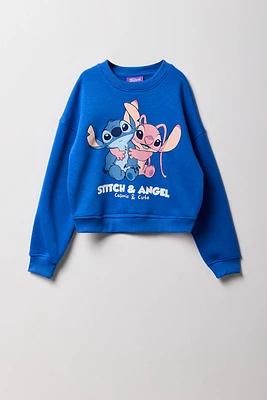 Girls Stitch & Angel Graphic Fleece Sweatshirt