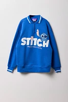 Girls Stitch Graphic Quarter Zip Fleece Sweatshirt