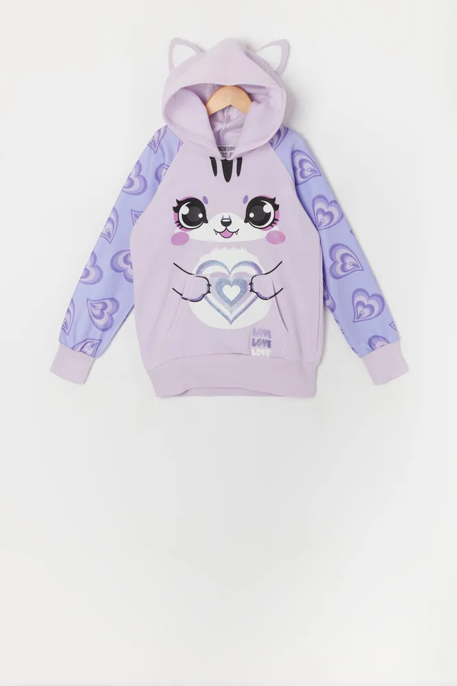 Girls Cat Love Character Hoodie