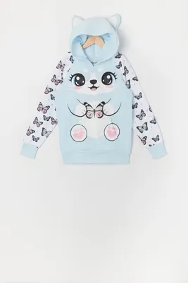 Girls Butterfly Cat Character Hoodie