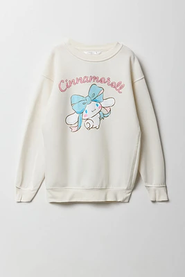 Chandail en molleton à imprimé Cinnamoroll scintillant pour fille