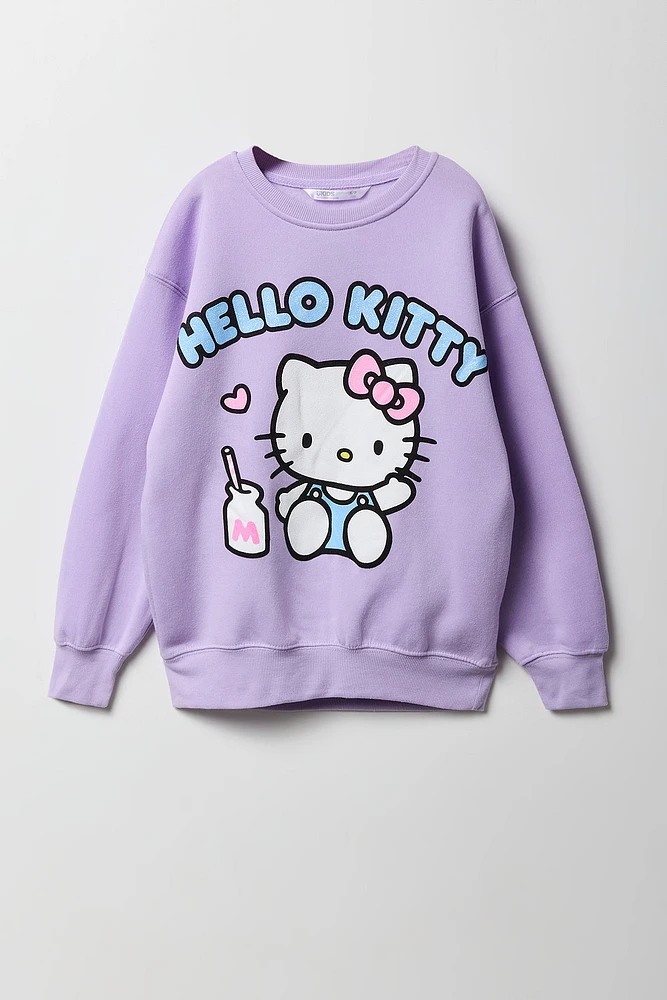 Chandail en molleton à imprimé Hello Kitty Milk pour fille