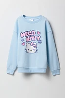 Chandail en molleton bleu à imprimé Hello Kitty pour fille