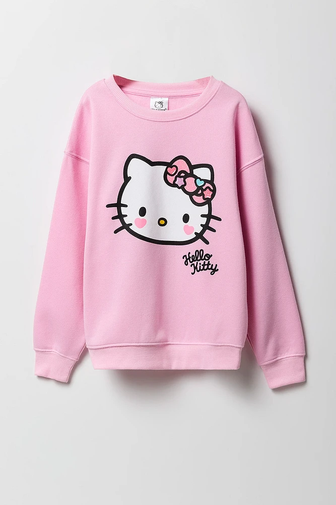 Chandail en molleton rose à imprimé Hello Kitty pour fille