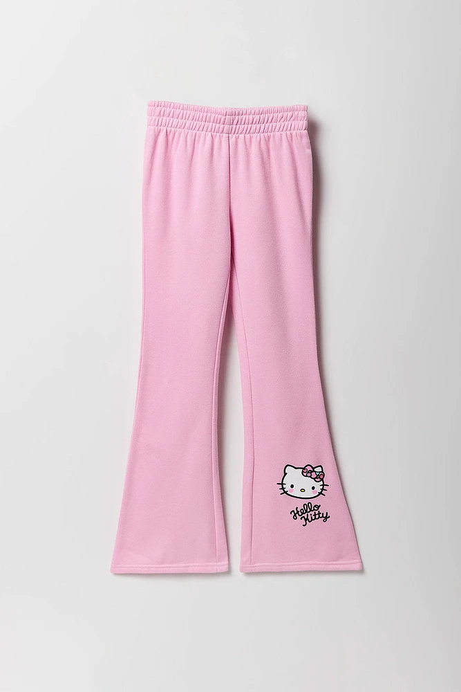 Pantalon  d'entraÃ®nement Ã  jambe Ã©vasÃ©e en molleton avec imprimÃ© Hello Kitty pour fille