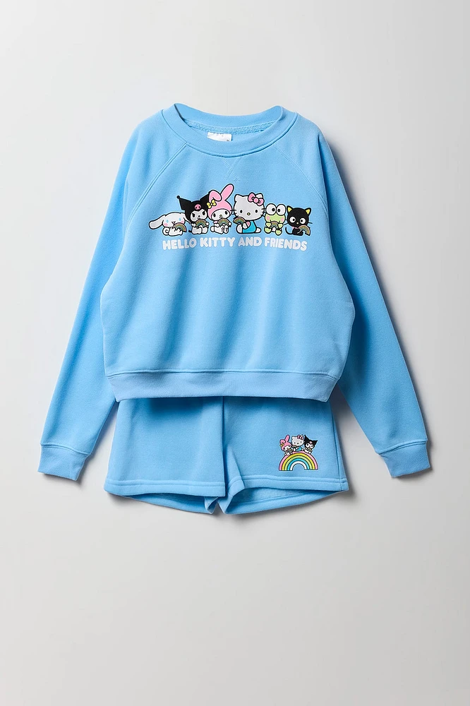 Ensemble deux pièces chandail et short en molleton à imprimé Hello Kitty & Friends pour filles