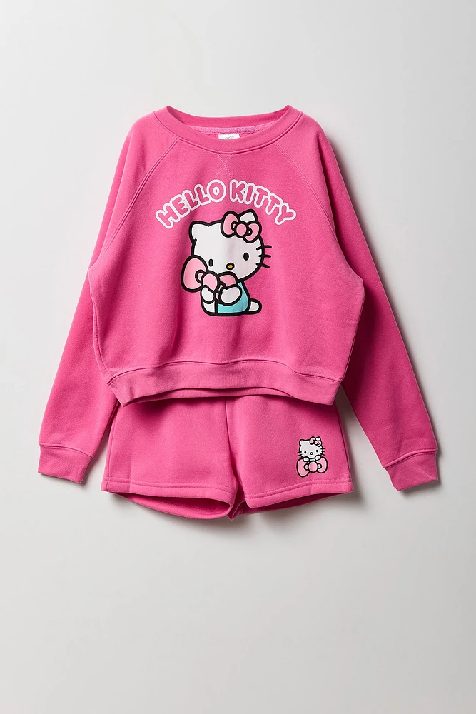 Ensemble deux pièces chandail et short en molleton à imprimé Hello Kitty & Friends pour filles