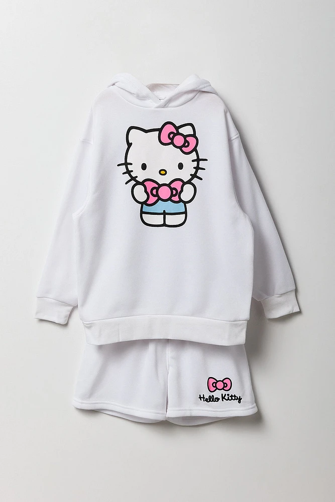 Ensemble avec haut à capuchon en molleton et short imprimé Hello Kitty & Friends pour fille