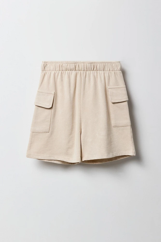 Short cargo en molleton délavé pour fille