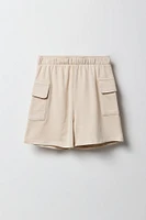 Girls Washed Fleece Cargo Short