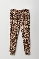 Girls Velour Cheetah Print Jogger