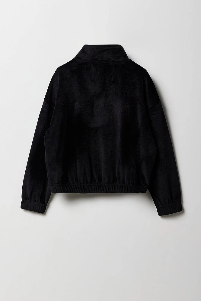Girls Velour Quarter Zip Sweatshirt