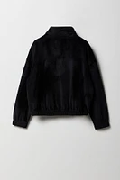 Girls Velour Quarter Zip Sweatshirt