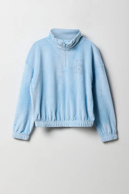 Girls Velour Quarter Zip Sweatshirt