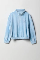 Girls Velour Quarter Zip Sweatshirt