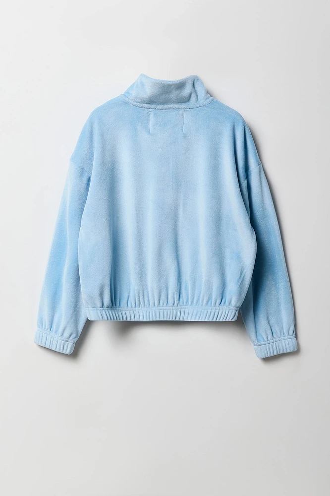 Girls Velour Quarter Zip Sweatshirt