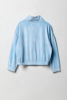 Girls Velour Quarter Zip Sweatshirt