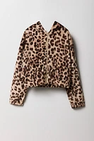 Girls Cheetah Velour Zip-Up Hoodie