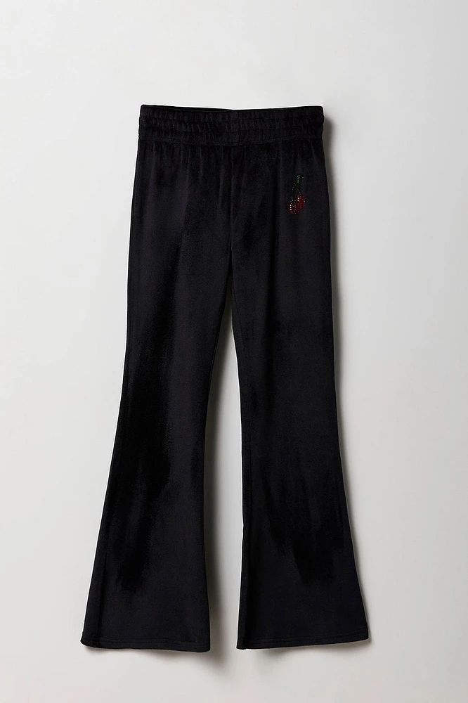 Girls Velour Quarter Flare Pant