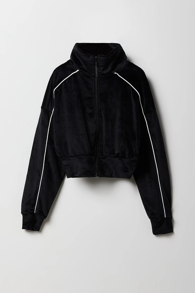 Girls Velour Zip-Up Jacket