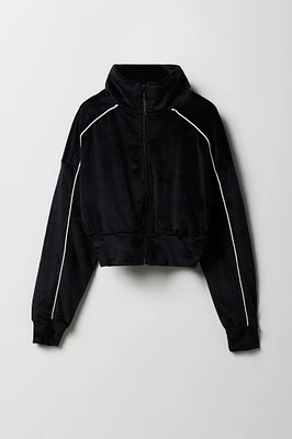 Girls Velour Zip-Up Jacket