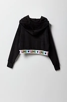 Girls Velour Love Elastic Hem Sweatshirt