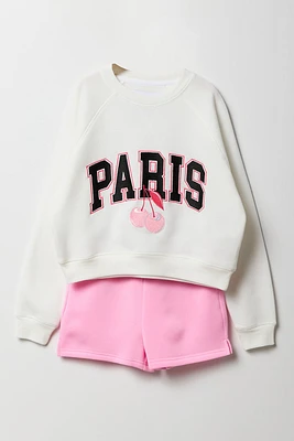 Ensemble deux pièces chandail et short en molleton pour filles