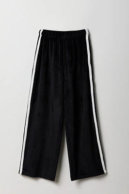 Girls Active Velour Side Striped Wide Leg Pant