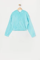 Girls Velour Zip-Up Hoodie