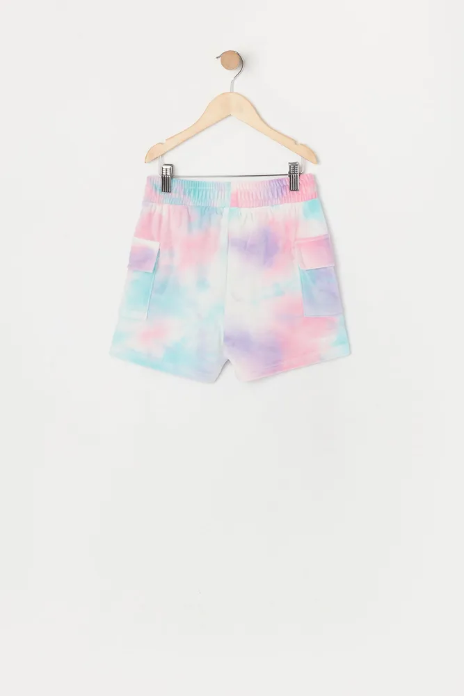 Girls Tie-Dye Velour Cargo Short