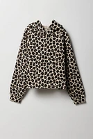 Girls Cheetah Print Fleece Hoodie & Short 2 Piece Set