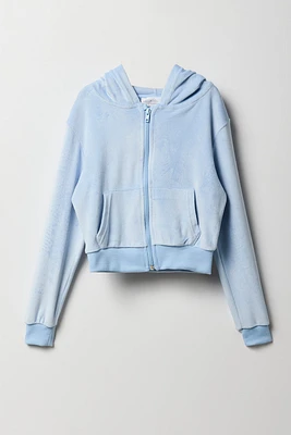 Girls Aeropostale Velour Zip-Up Hoodie